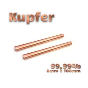 Kupfer XXL-Elektroden 99,99% Ø 8mm x 100 mm (1 Paar)